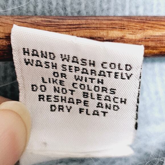 Lucidity Angora Blend Soft Cowl Off Shoulder Blue Fuzzy Sweater Sz S Light Blue - Picture 6 of 6